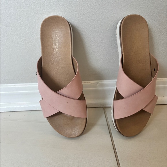 Catherine Malandrino Pink and Brown Sandals Minimalist Design - Picture 3 of 4